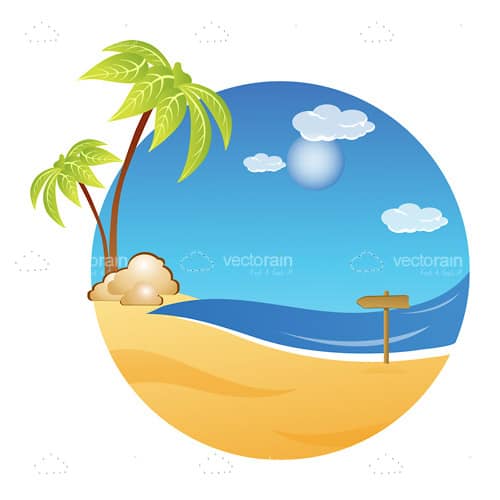 Illustrated Beach Scenery Card